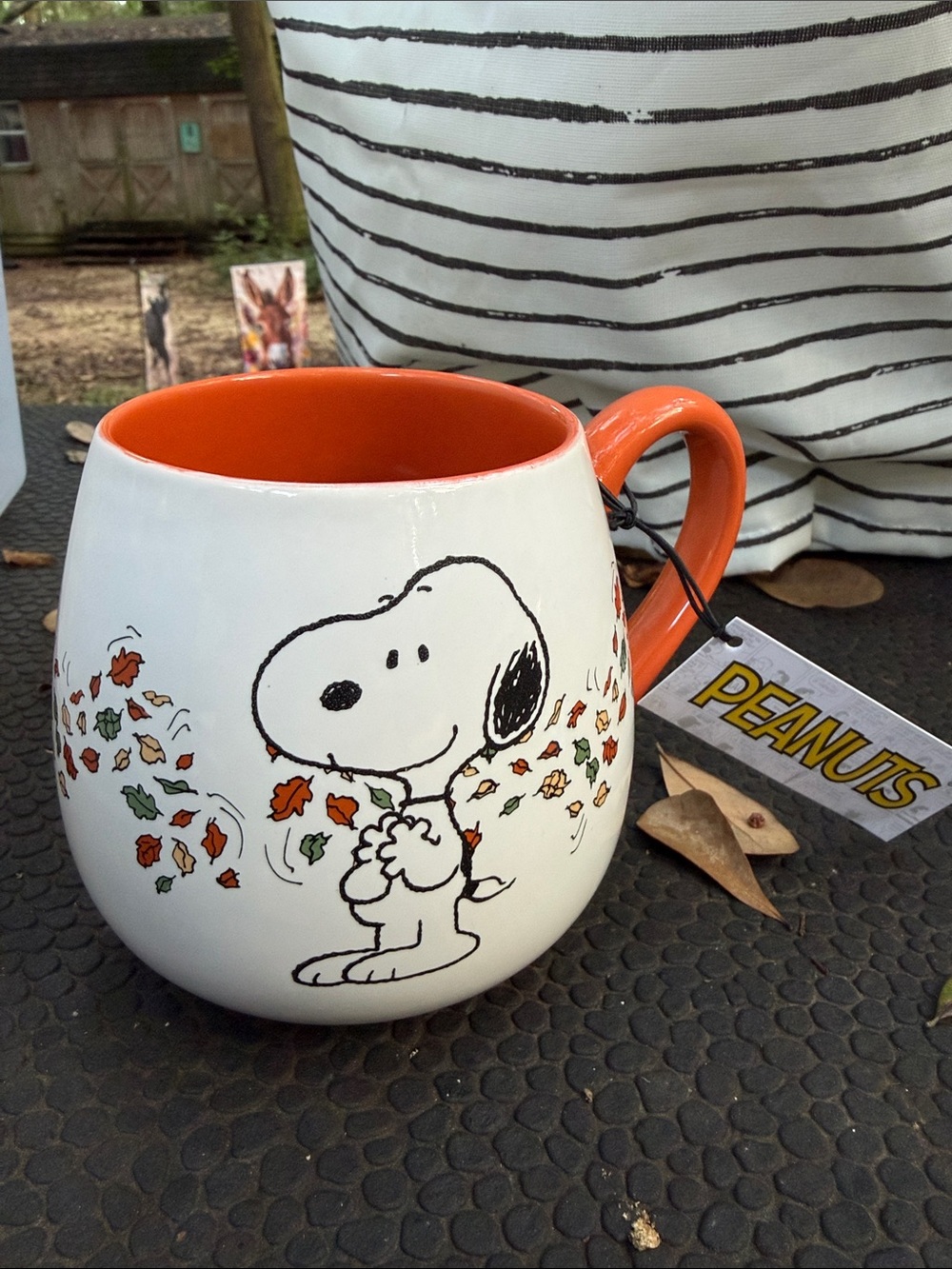 Peanuts Snoopy Ceramic Mug White and Orange